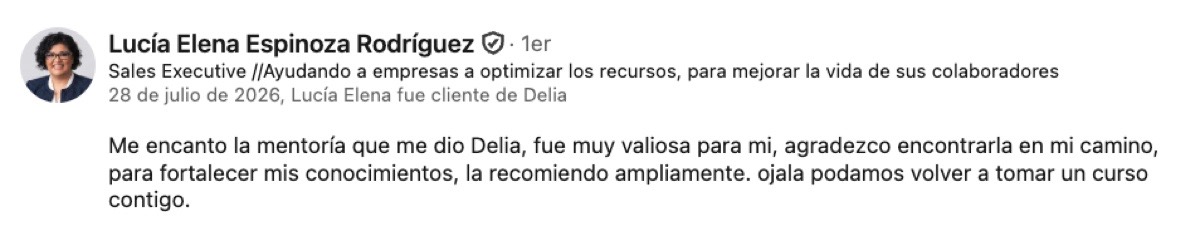 Recomendación de un cliente de Delia Malta
